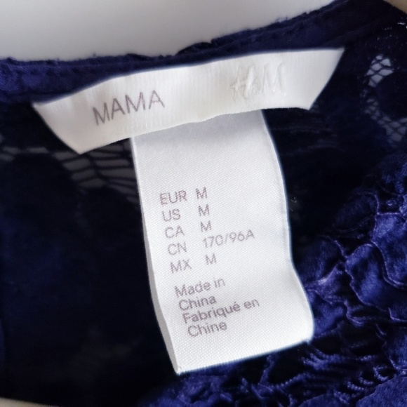 H&M MAMA Top M Medium Maternity Blue Lace Blouse - Picture 6 of 7